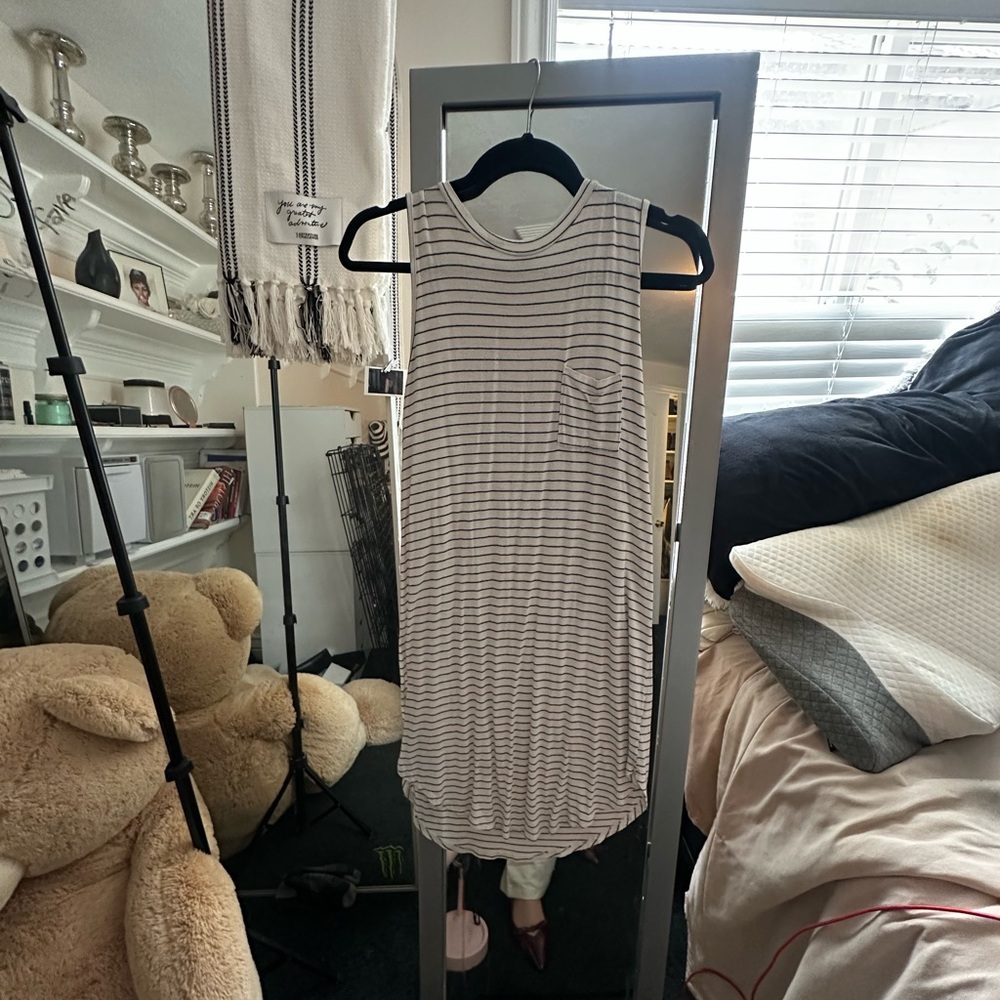 Honey Punch Black and White Striped Midi Dress